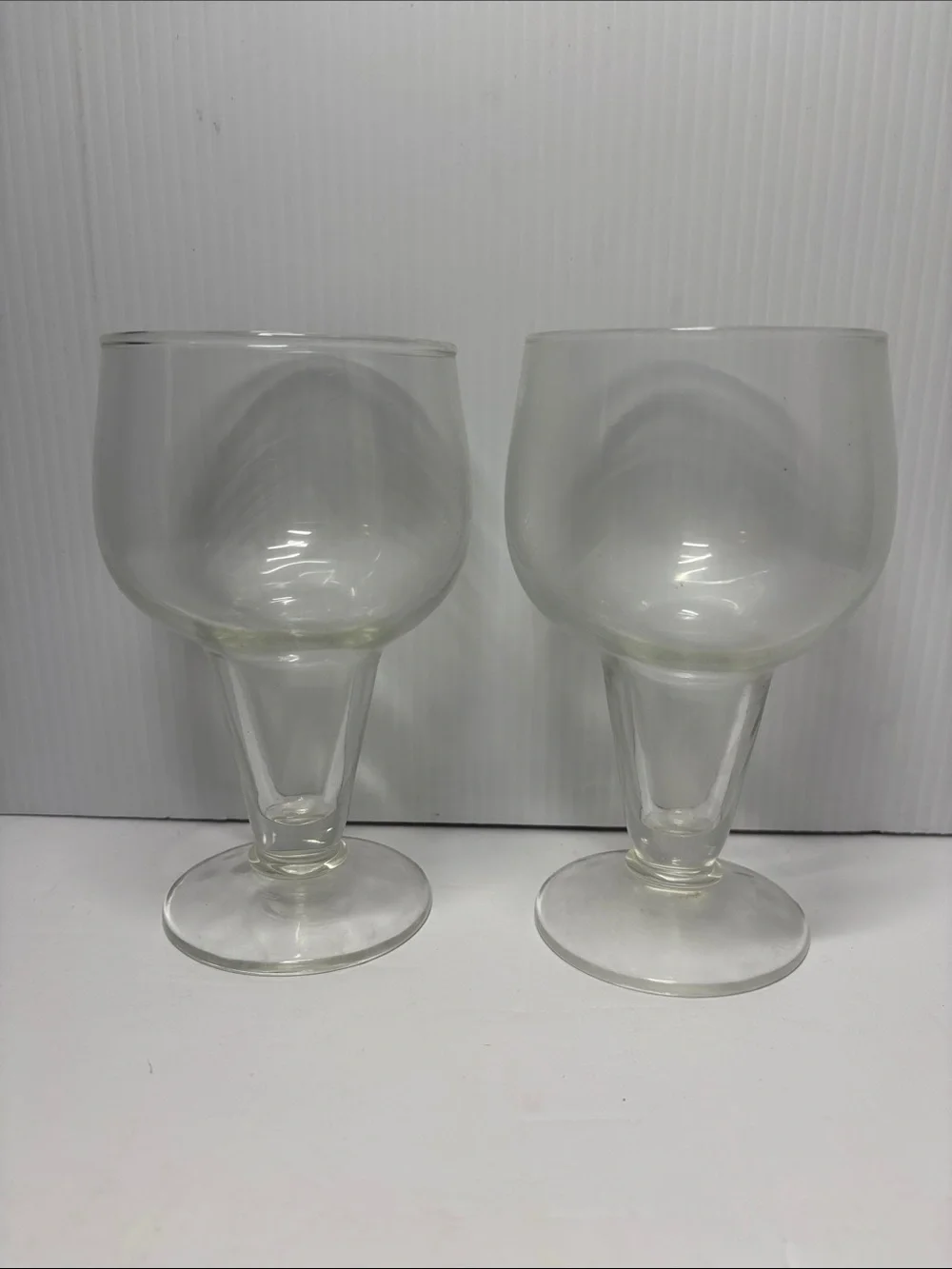 Vintage Beer Stout Pilsner Hollow Stem Goblets Set of 2
